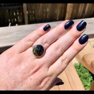 Sterling silver and rutilated quartz ring